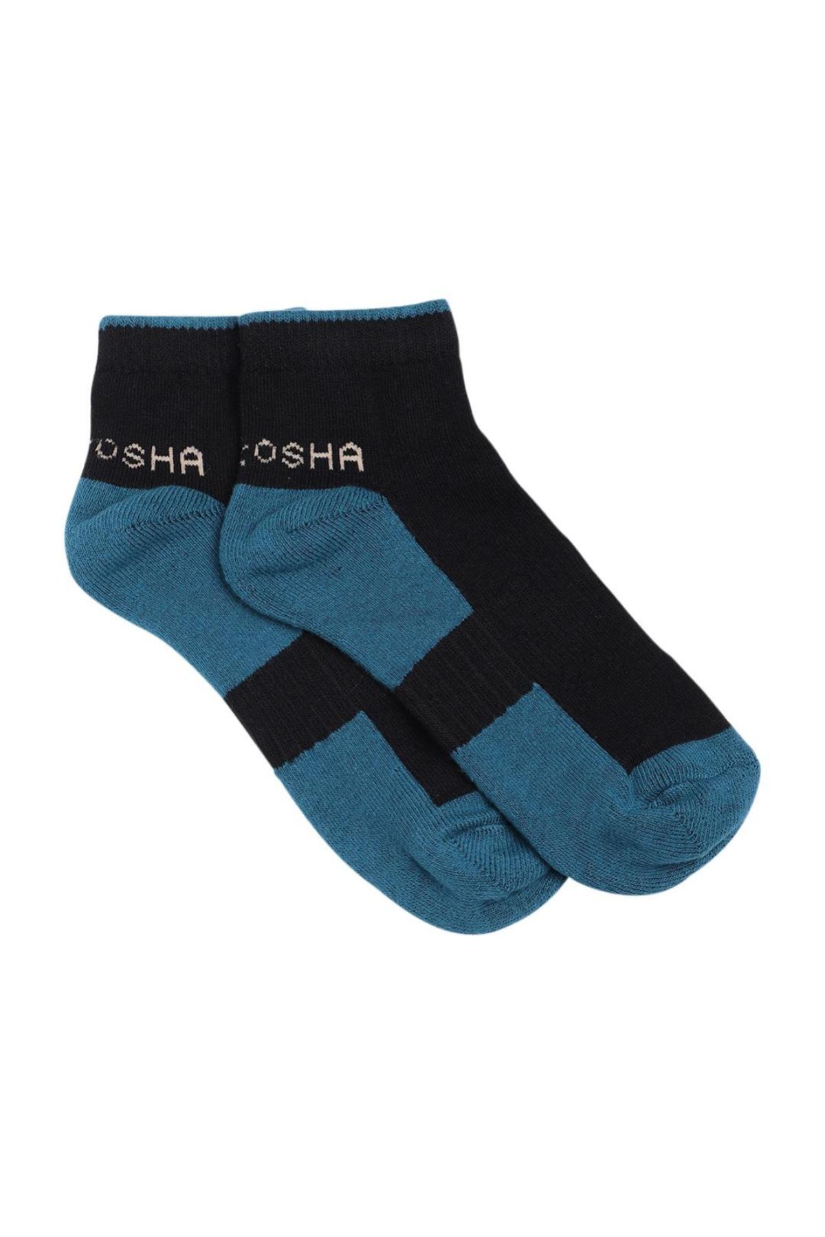 Black & Teal Ankle Length Cotton Sports Socks | Men